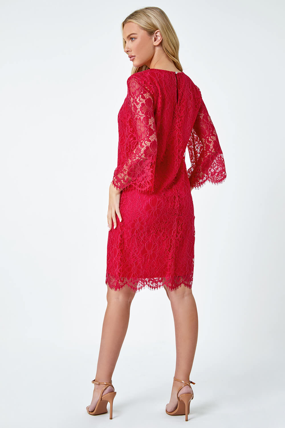 CERISE Petite Lace Overlay Tunic Dress, Image 3 of 5