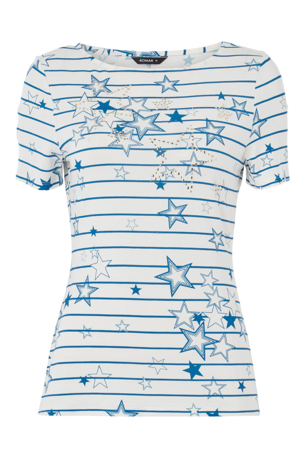 Ivory  Star Print Short Sleeve T-Shirt , Image 5 of 5