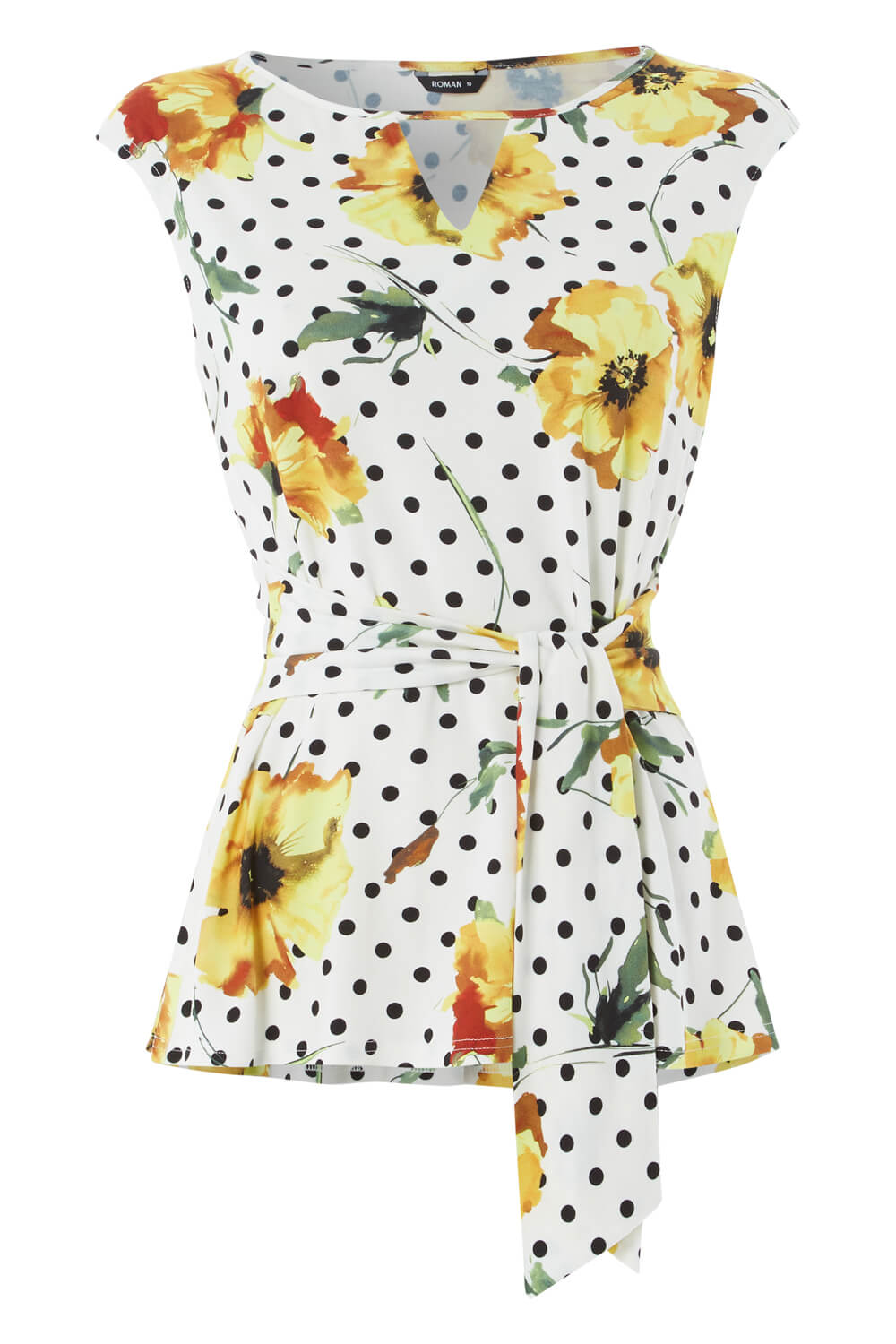 Yellow Spot Floral Tie Front Top, Image 5 of 5