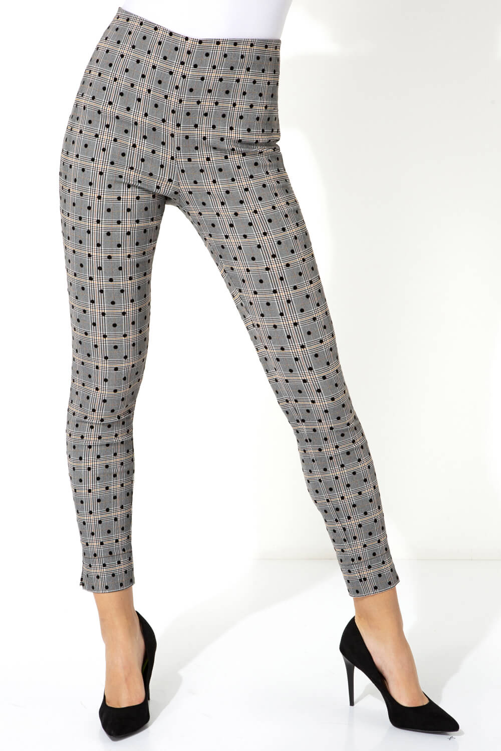 Check Spot Stretch Trousers 