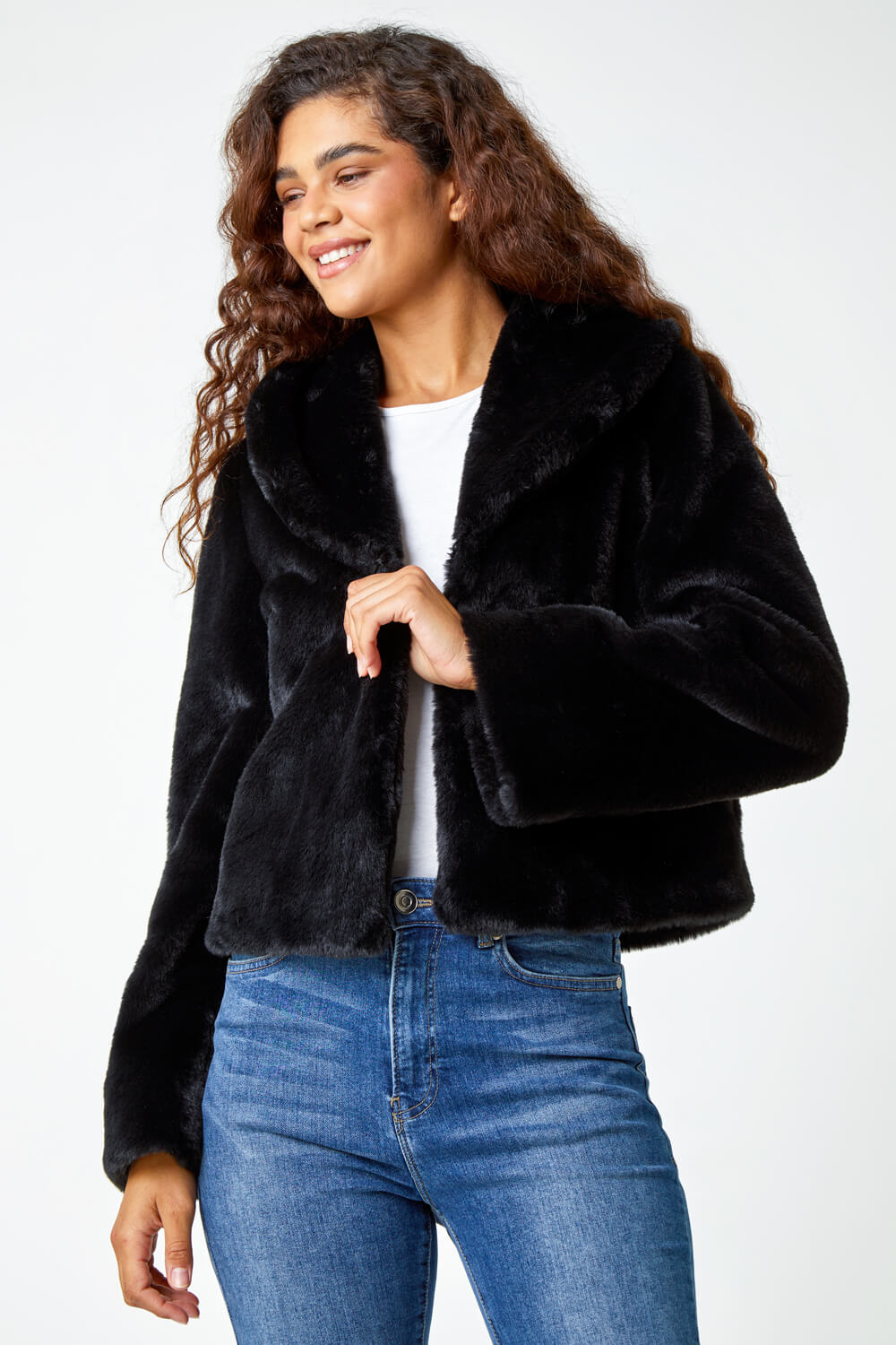 Collared Faux Fur Coat