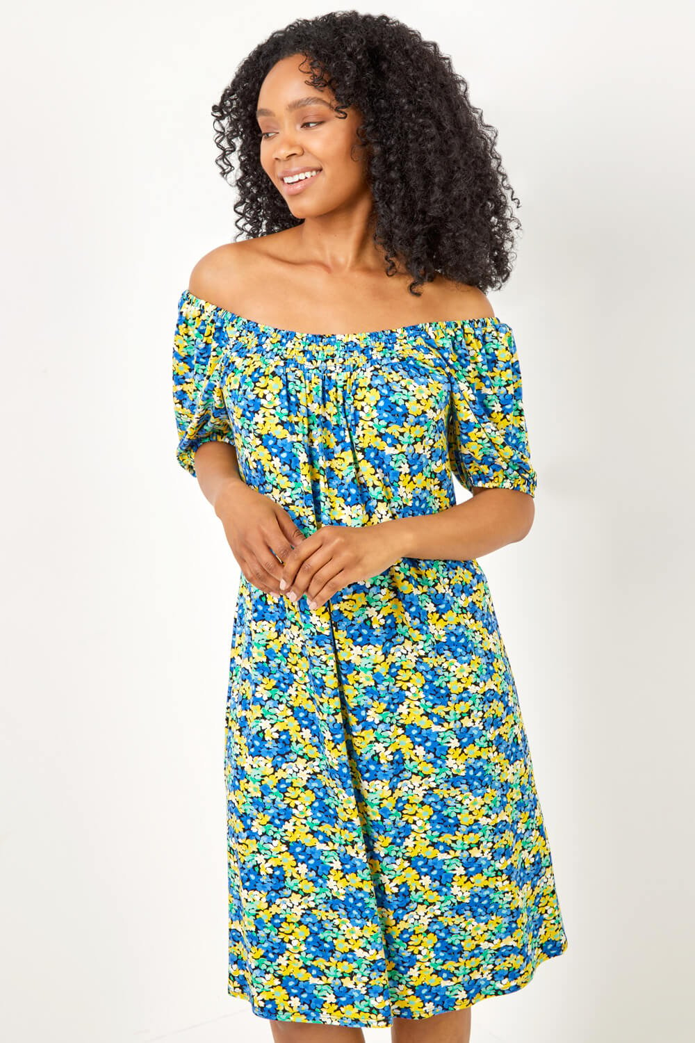 Petite Ditsy Floral Print Jersey Tunic Dress