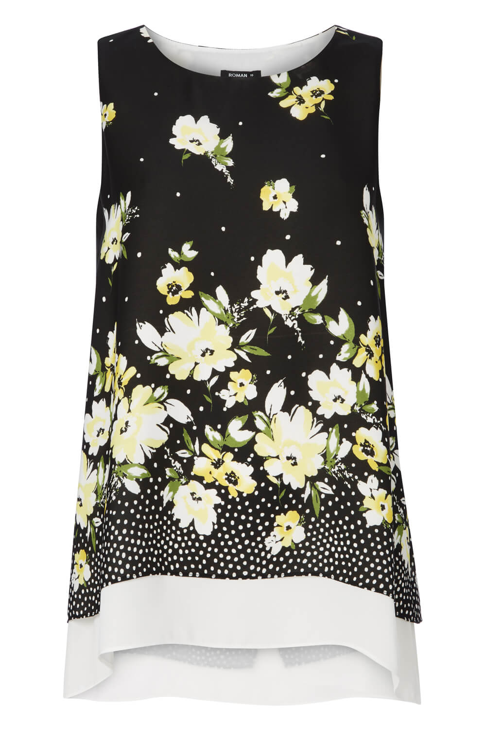Black Floral Print Overlay Top, Image 4 of 8