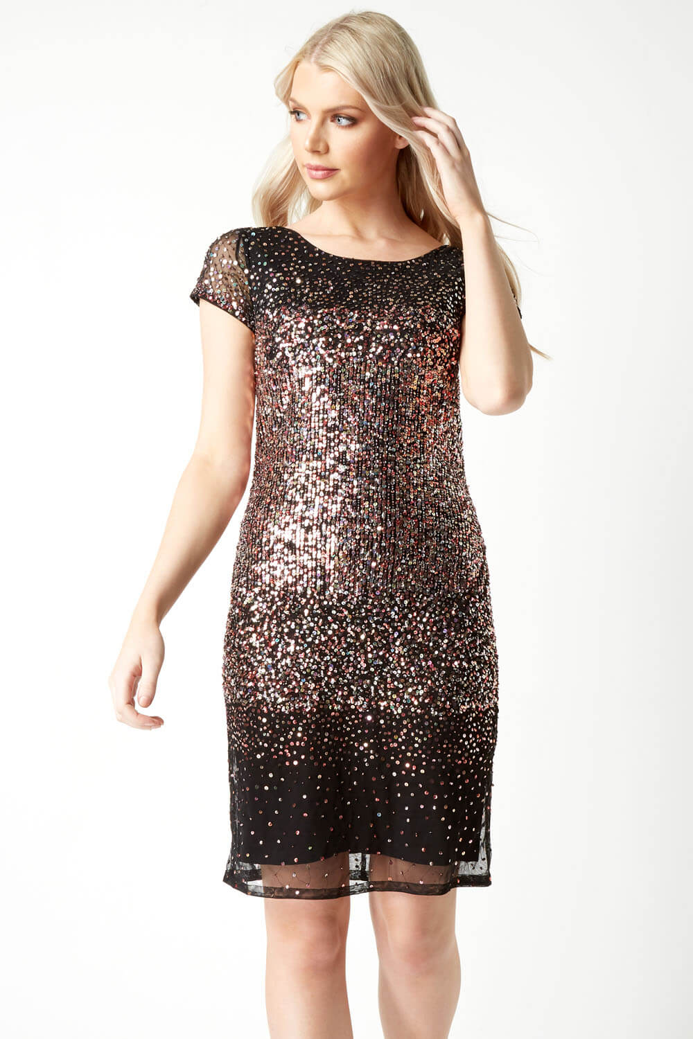 PINK Ombre Sequin Dress, Image 2 of 5