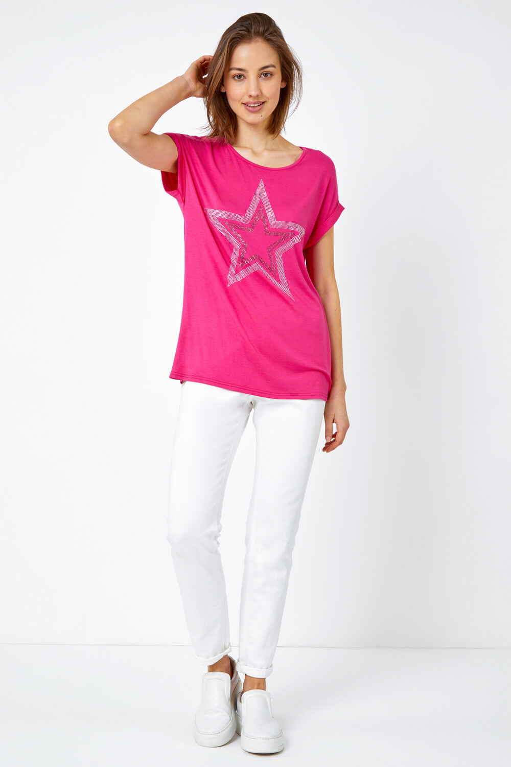 PINK Embellished Star Print T-Shirt , Image 4 of 5