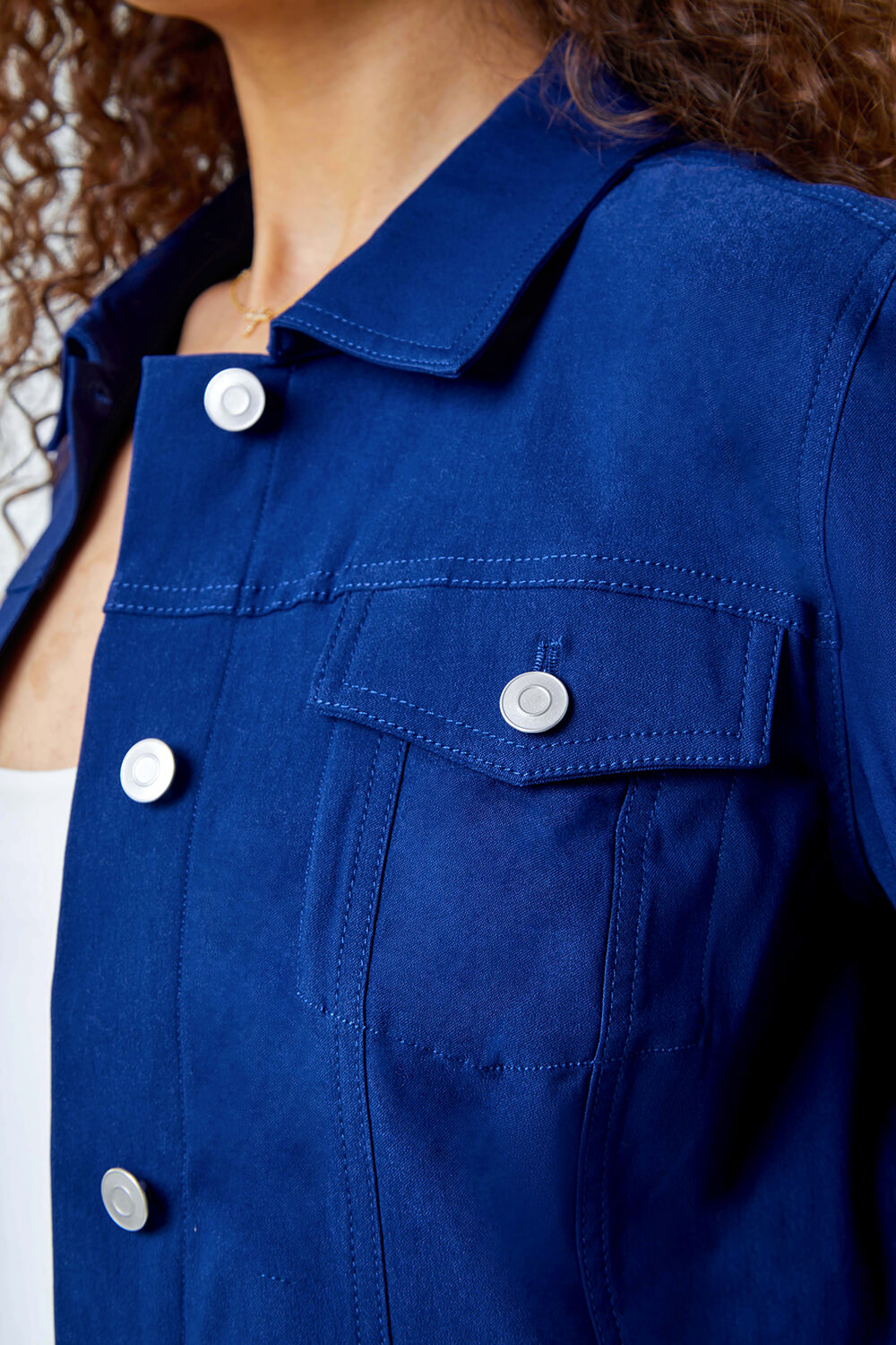 Midnight Blue Stretch Pocket Detail Jacket, Image 5 of 5