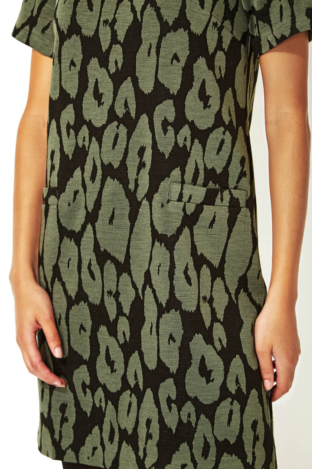 KHAKI Animal Leopard Print Shift Dress, Image 4 of 5