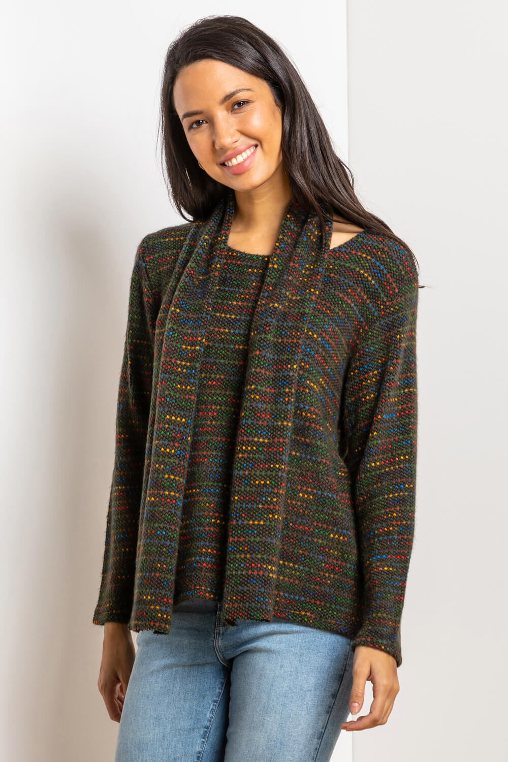 Textured Yarn Top with Scarf