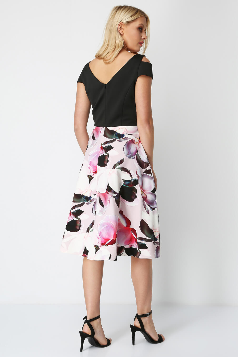 Black Fit and Flare Print Skirt Dress, Image 2 of 4
