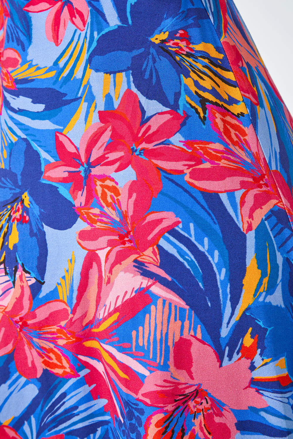 Blue Tropical Floral Stretch Panel Skirt, Image 5 of 5