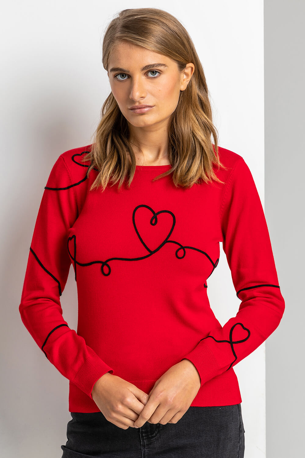 Red Tape Heart Print Jumper, Image 4 of 4
