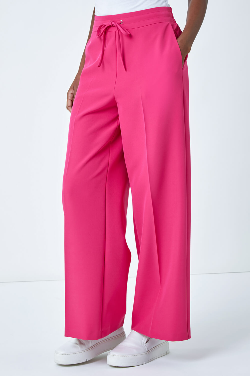 PINK Wide Leg Tie Front Trouser, Image 5 of 5