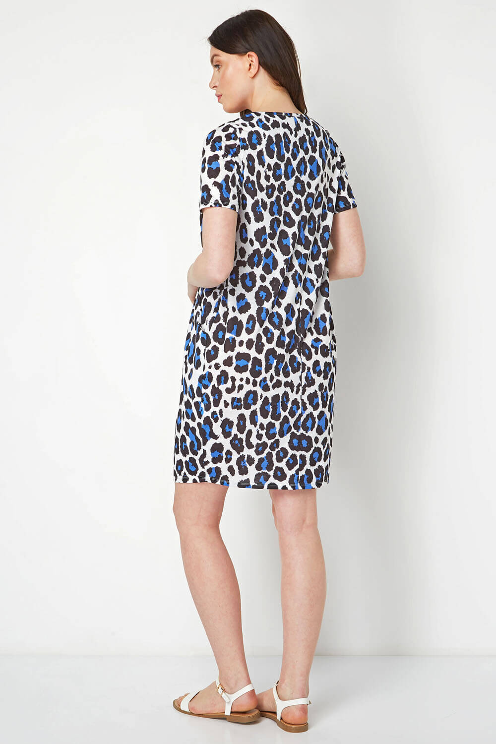 Blue Animal Print Slouch Dress , Image 3 of 5