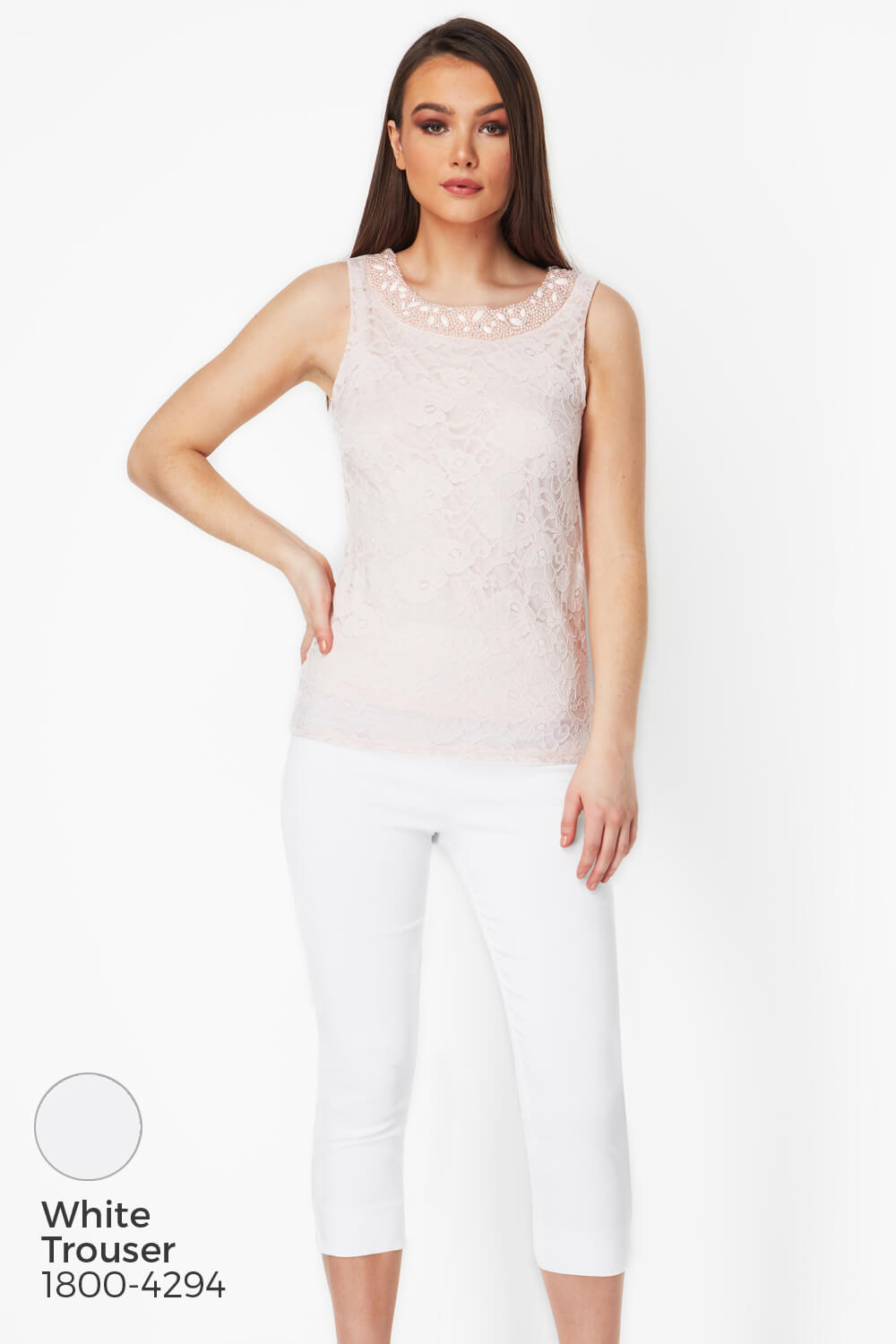 PINK Embellished Lace Shell Top, Image 6 of 9