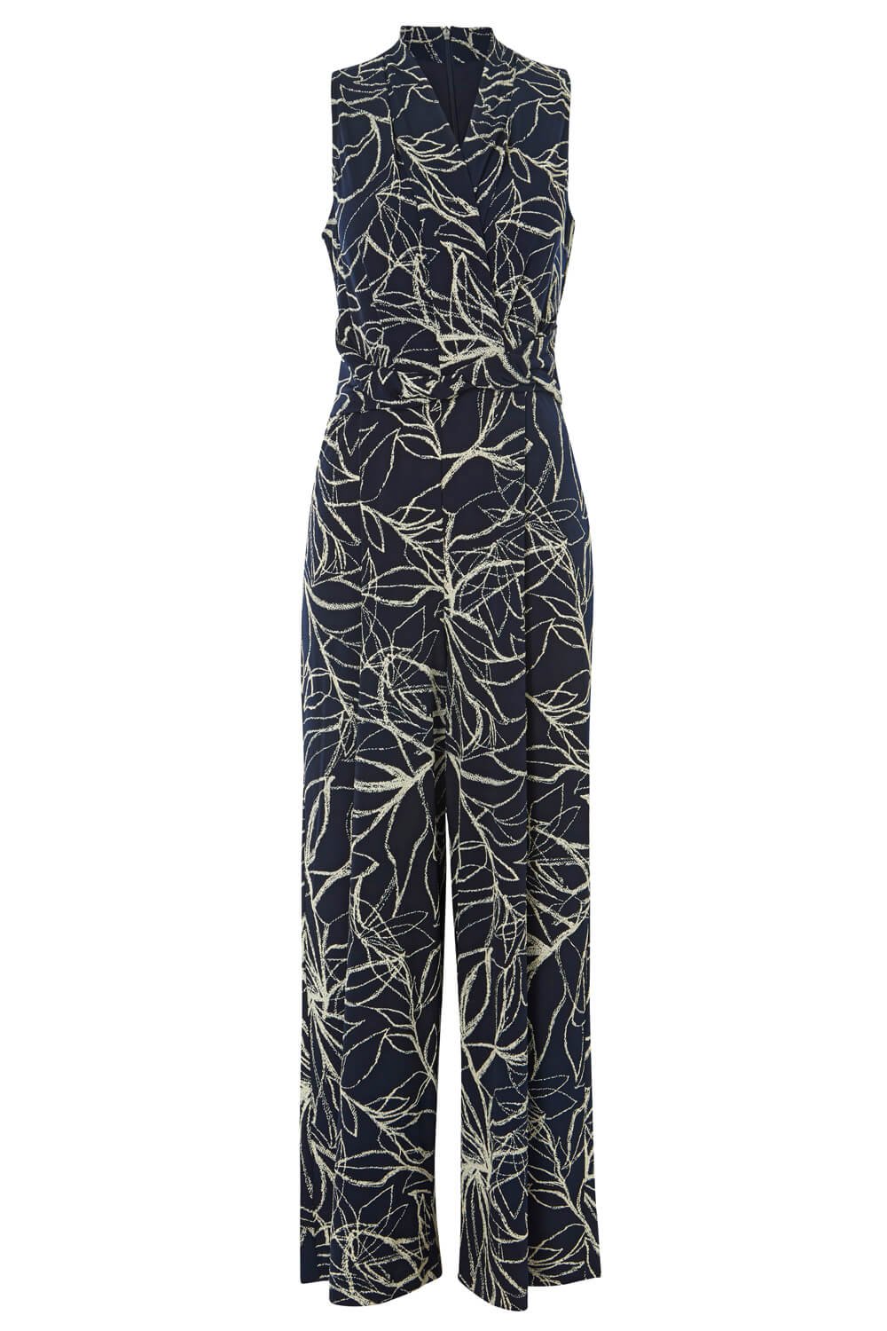 Navy  Abstract Print Jumpsuit, Image 4 of 4
