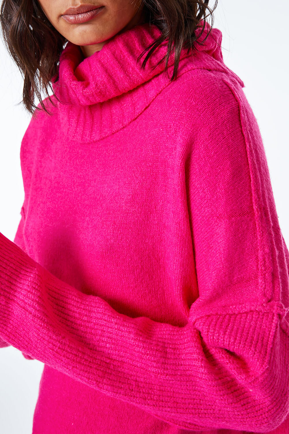Fuchsia Relaxed Roll Neck Jumper , Image 6 of 6