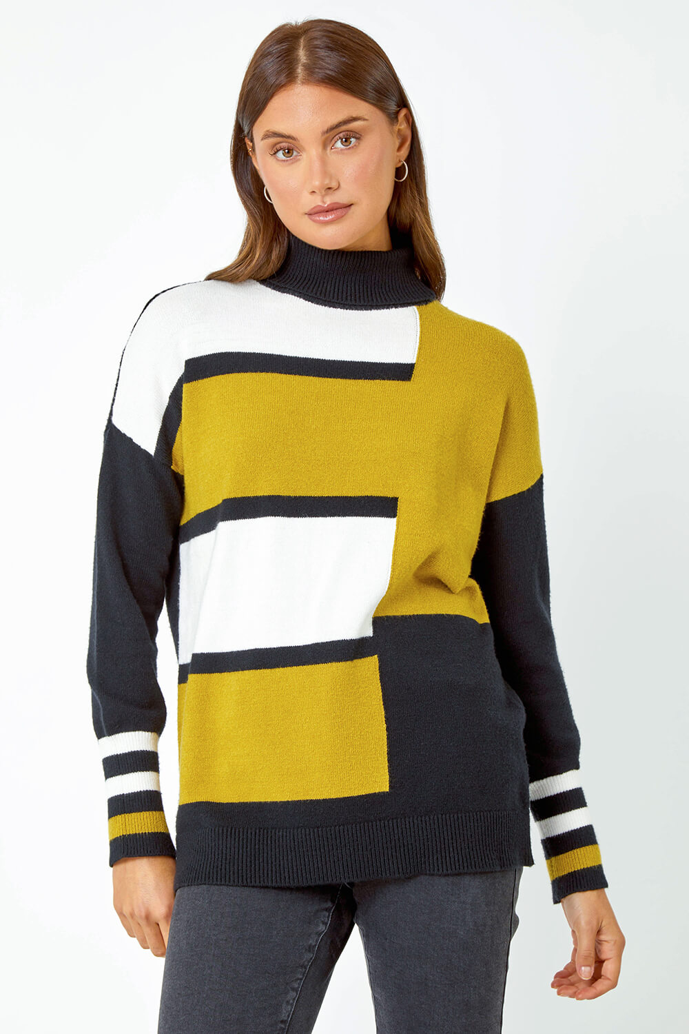 Multi  Colour Block Knitted Jumper, Image 4 of 5