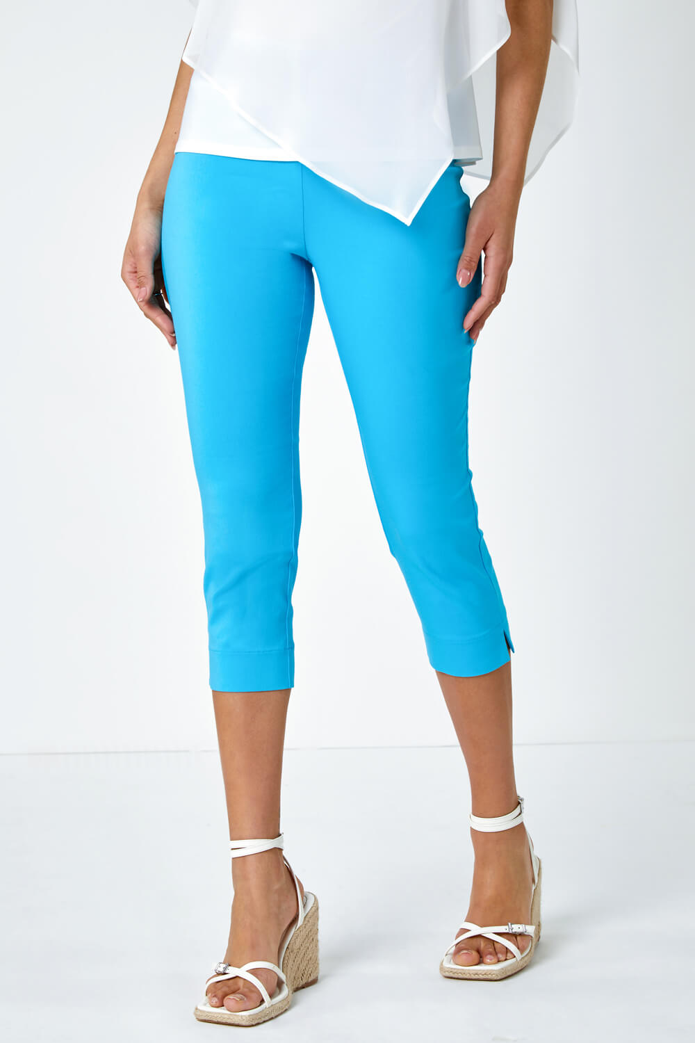 AQUAMARINE Cropped Stretch Trousers, Image 4 of 5