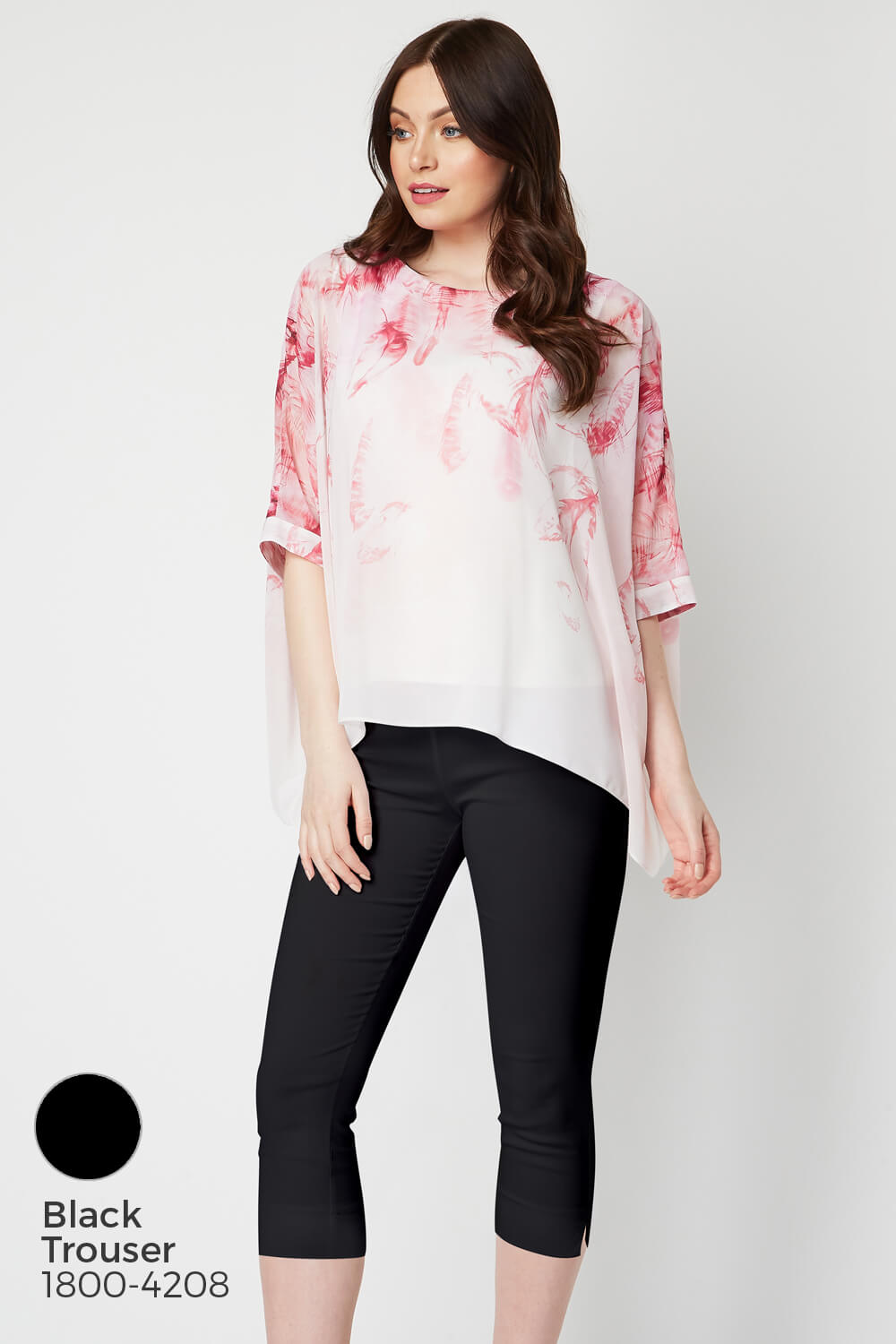 PINK Feather Border Print Overlay Top, Image 7 of 8