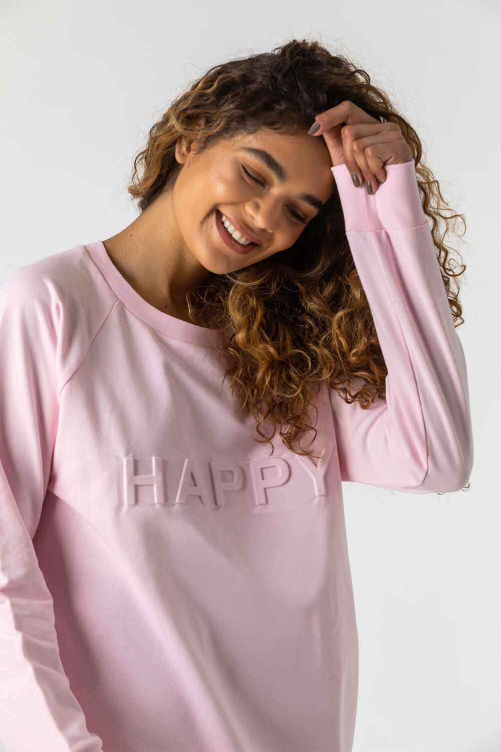 PINK Happy Motif Lounge Sweatshirt, Image 4 of 5