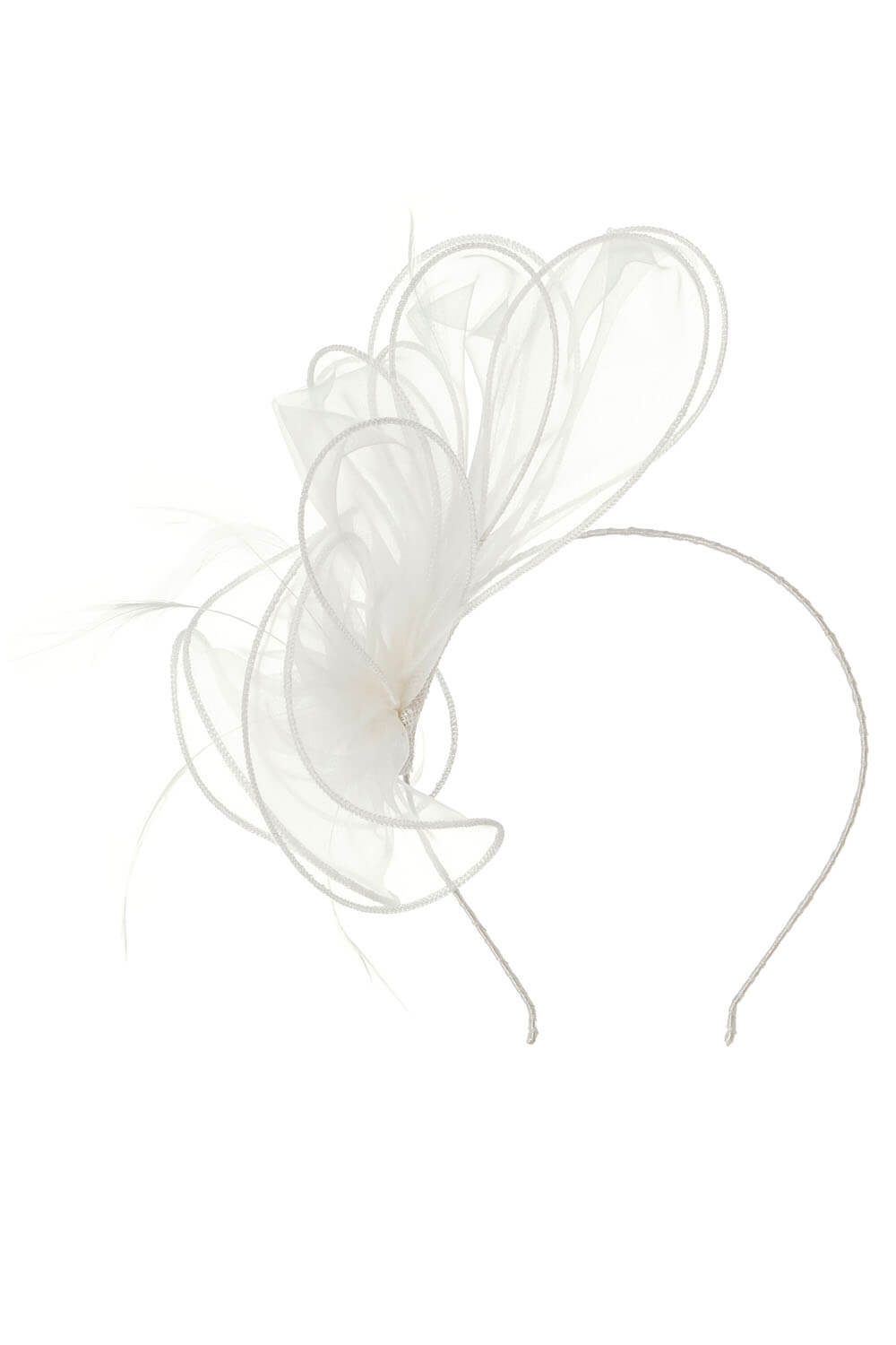 Ivory  Loop and Feather Organza Fascinator , Image 3 of 3