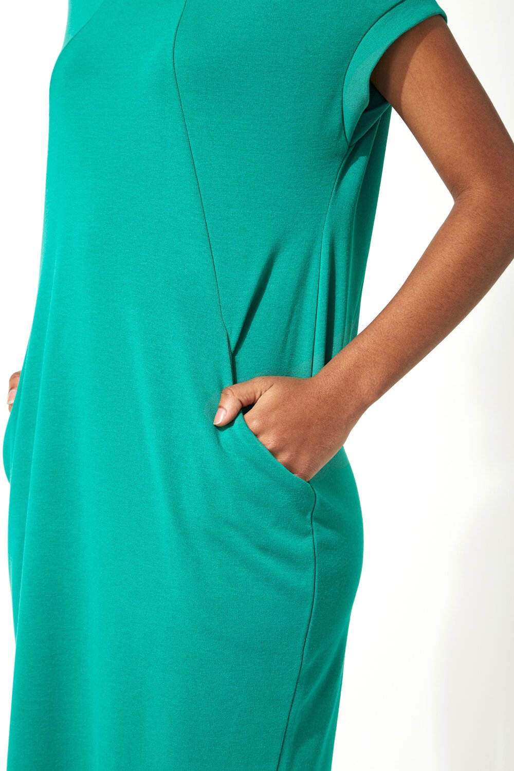 Green Relaxed Fit Crepe Dress, Image 4 of 5