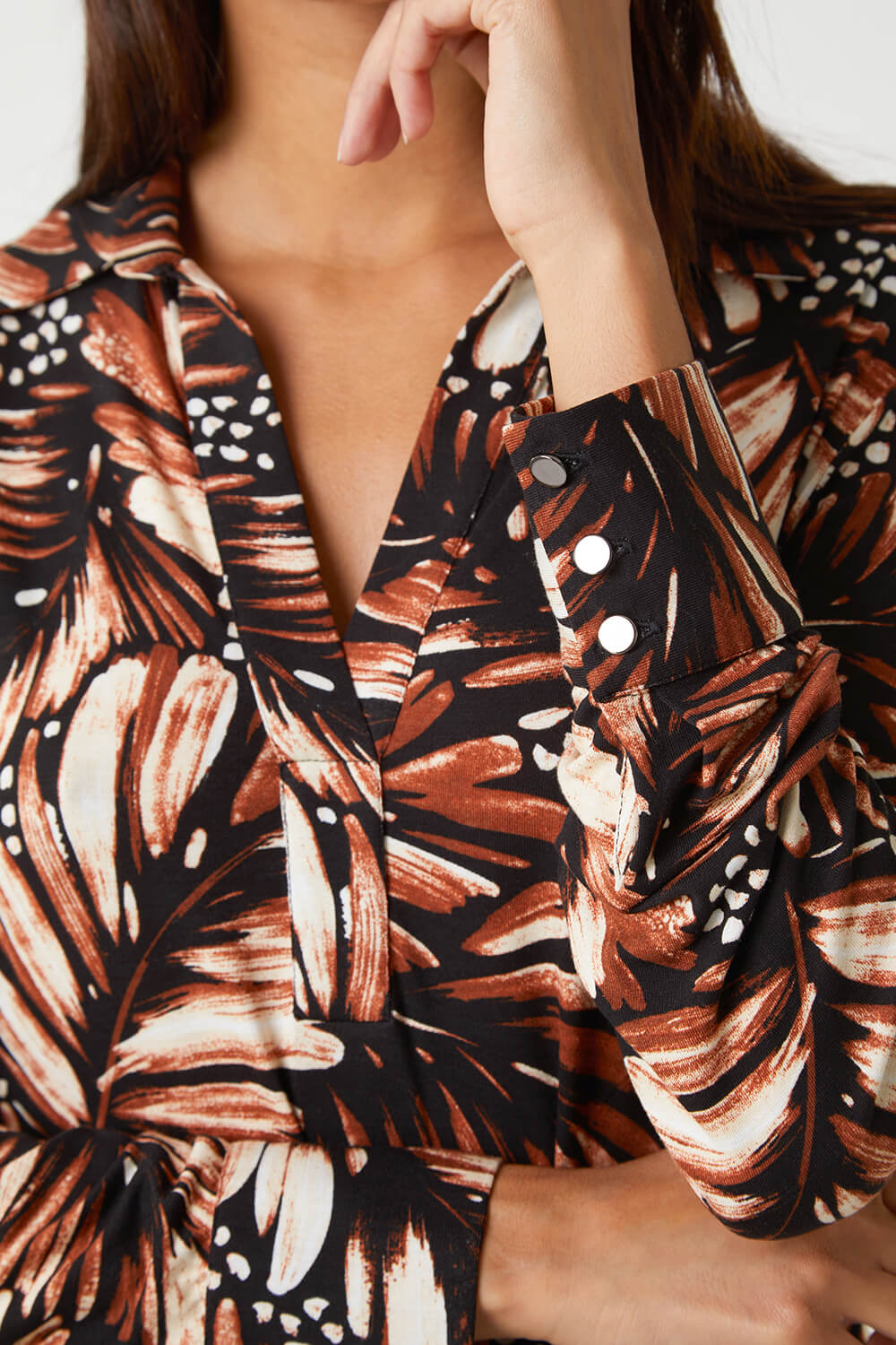Stone Feather Print Stretch Shirt, Image 5 of 5