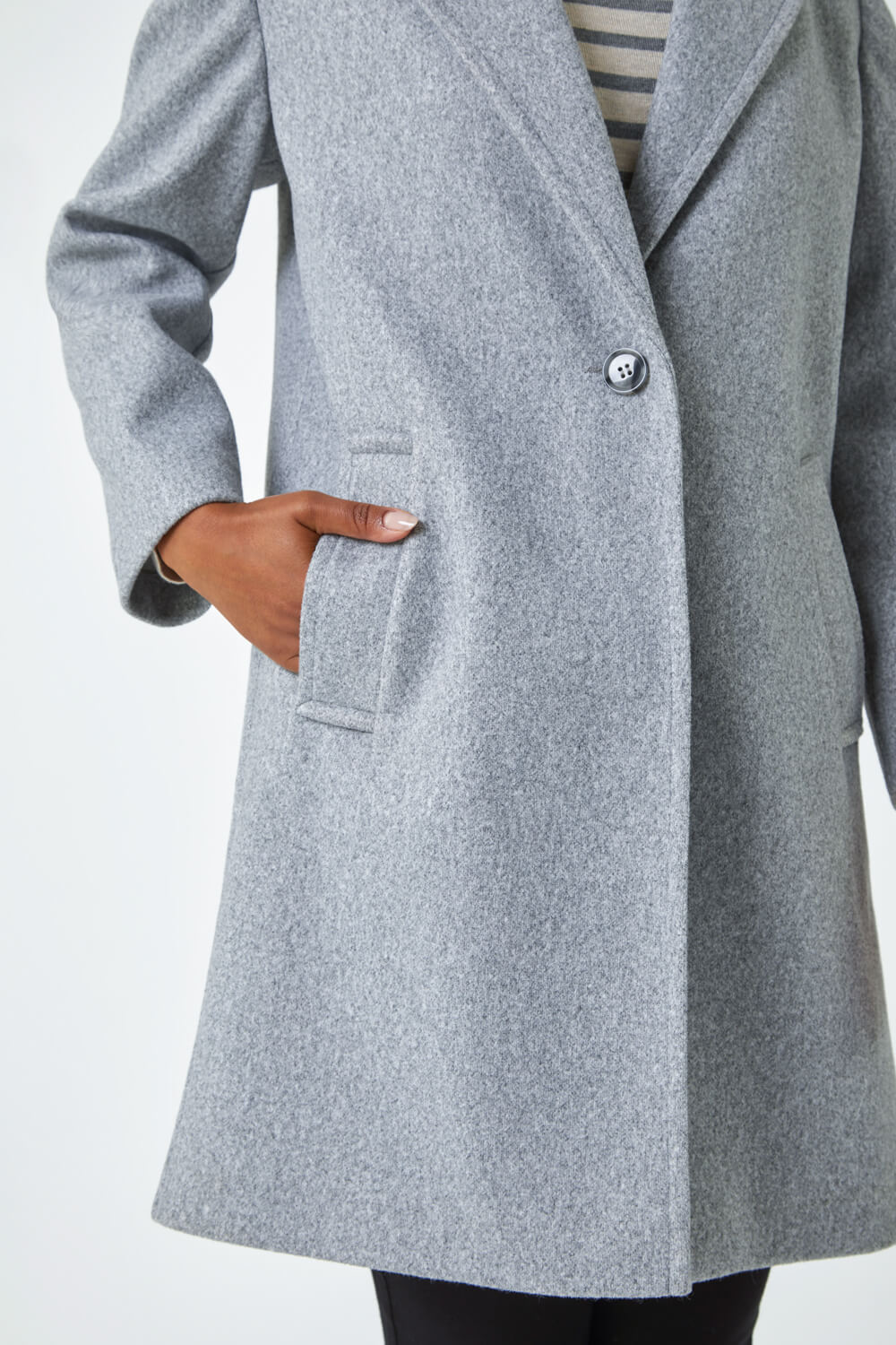 Grey Petite Smart Longline Coat, Image 5 of 5