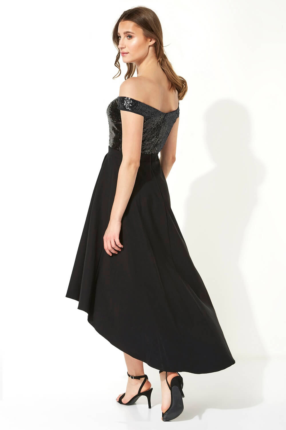 Black Sequin Bardot Gown, Image 2 of 4
