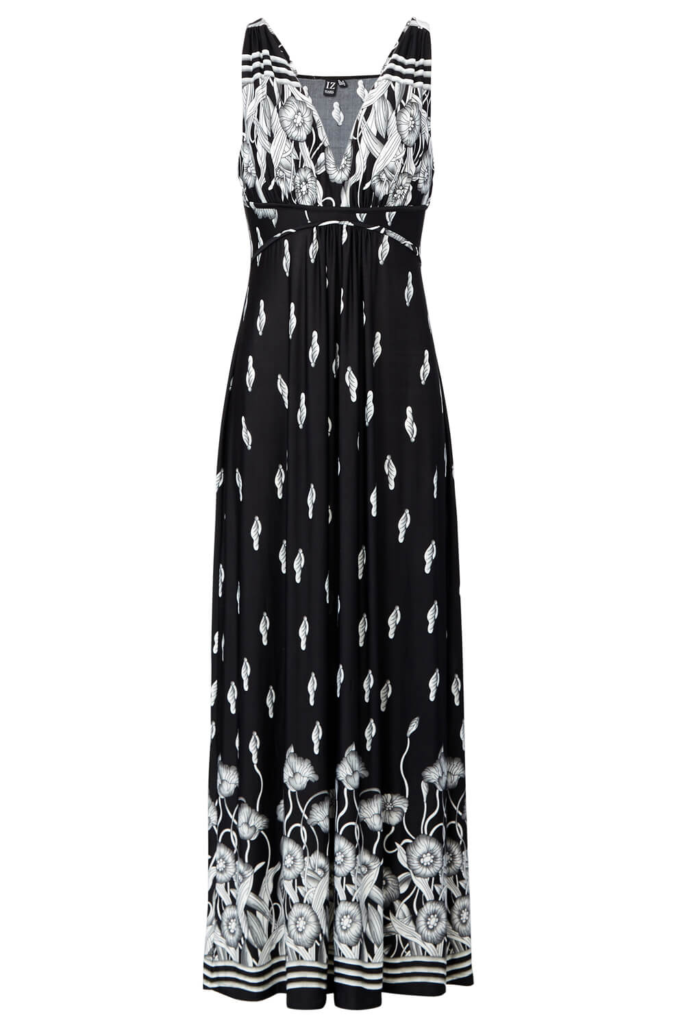 Izabel London Tribal Print Maxi Dress in Black - Roman Originals UK