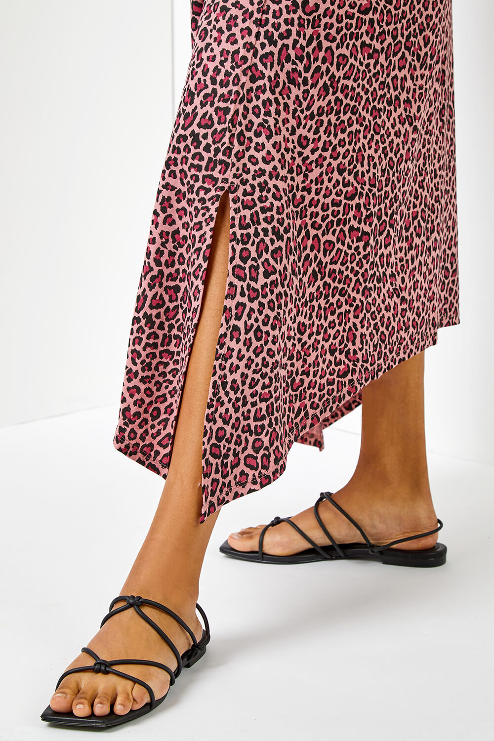 PINK Cheetah Print Hanky Hem Maxi Dress, Image 5 of 5