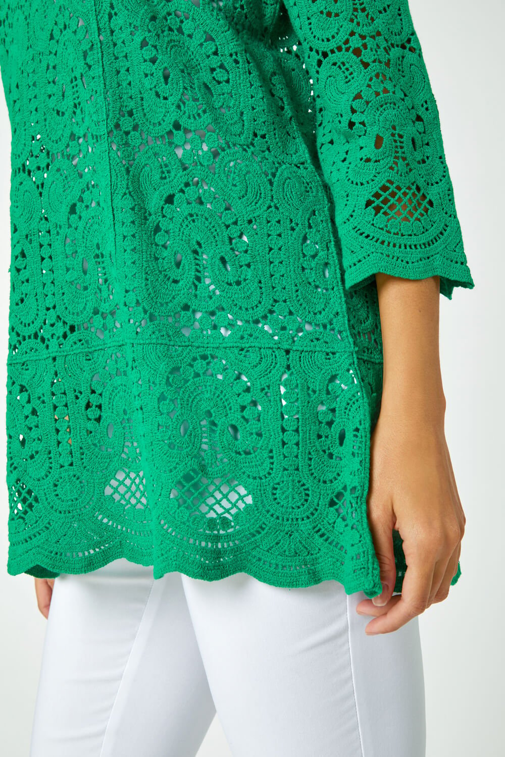 Jade Cotton Crochet Tunic Top, Image 5 of 5
