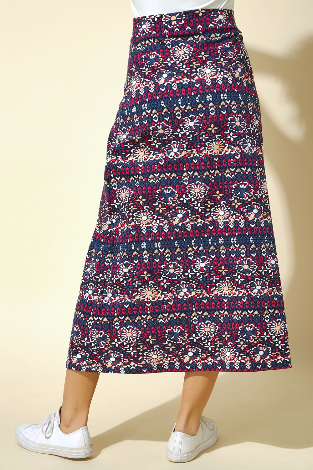 Purple Floral Printed Longline Skirt, Image 4 of 4