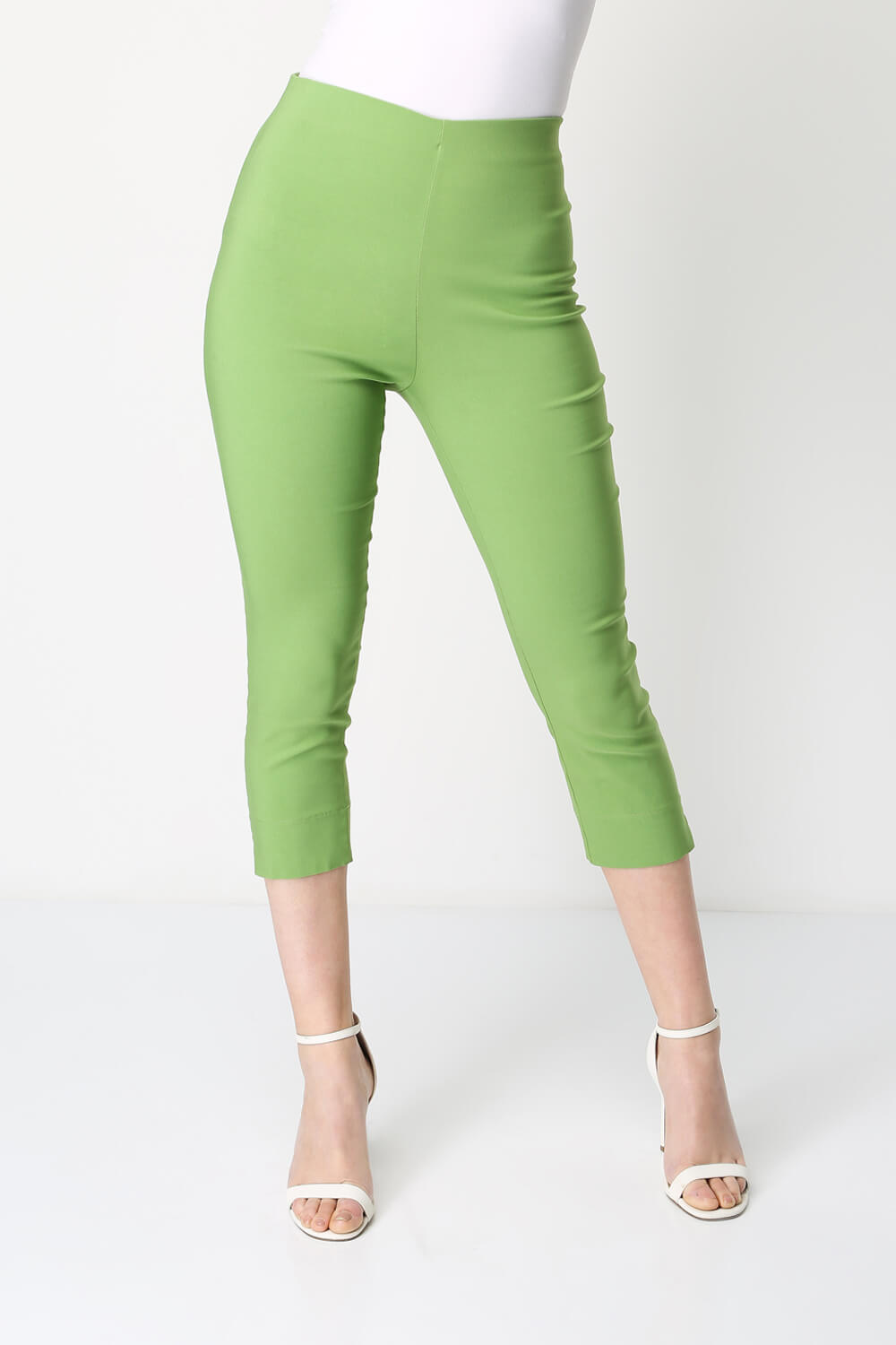 Cropped Stretch Trouser in Pale Green - Roman Originals UK
