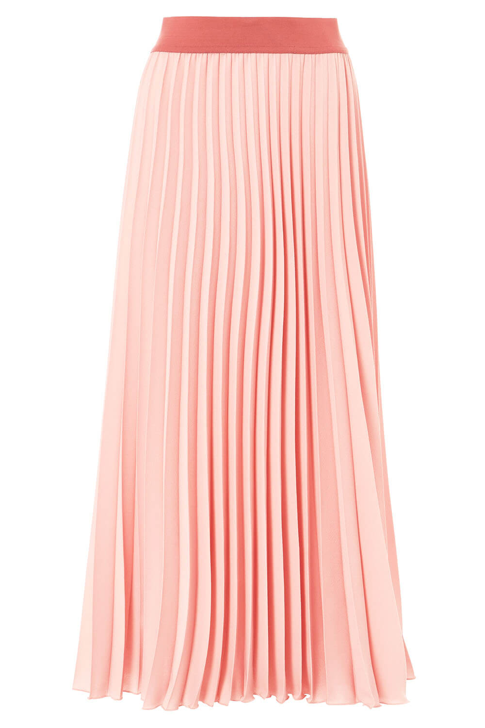 Contrast Band Pleated Maxi Skirt in Light Pink - Roman Originals UK