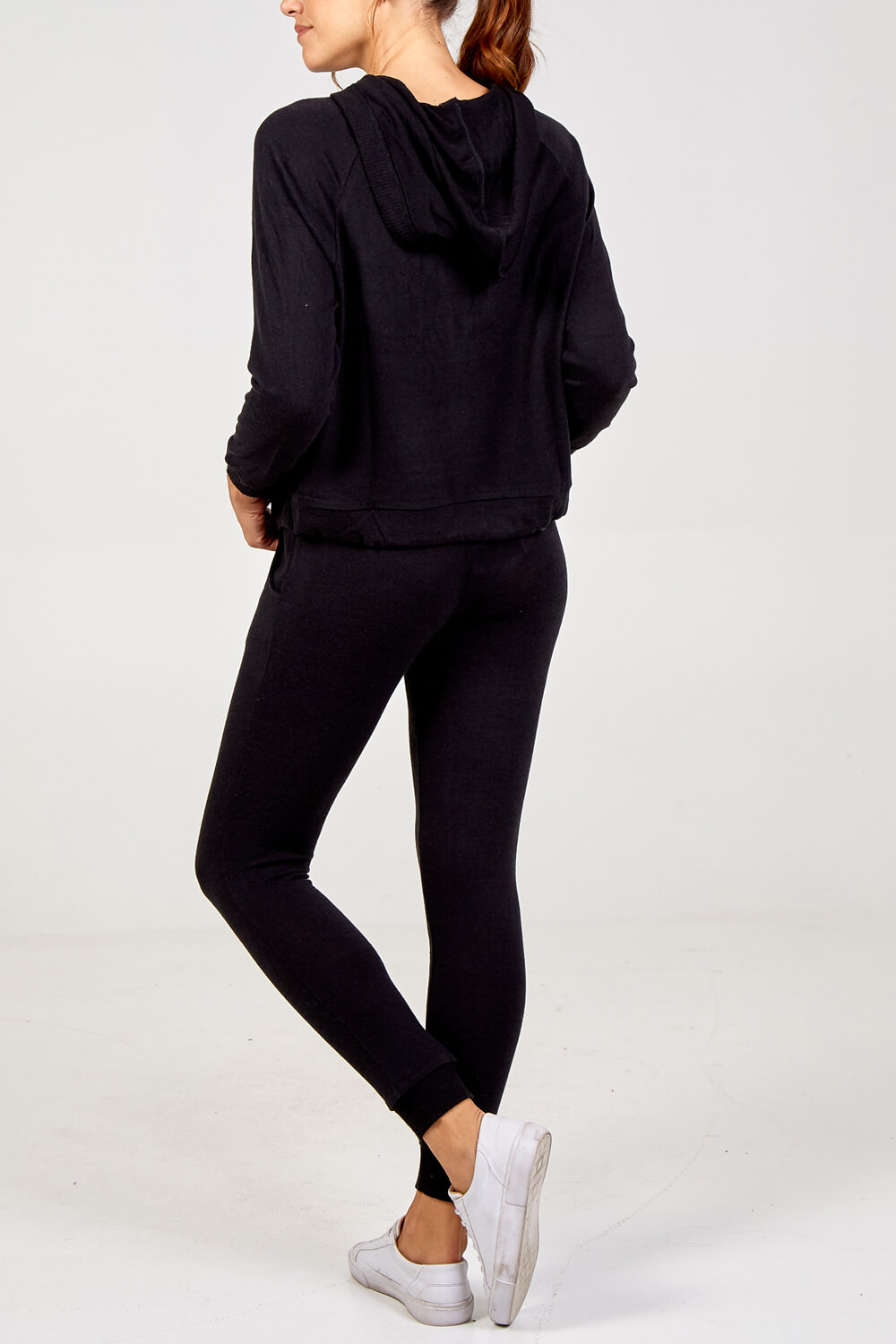 Black Tie Front Hooded Lounge Top, Image 3 of 3