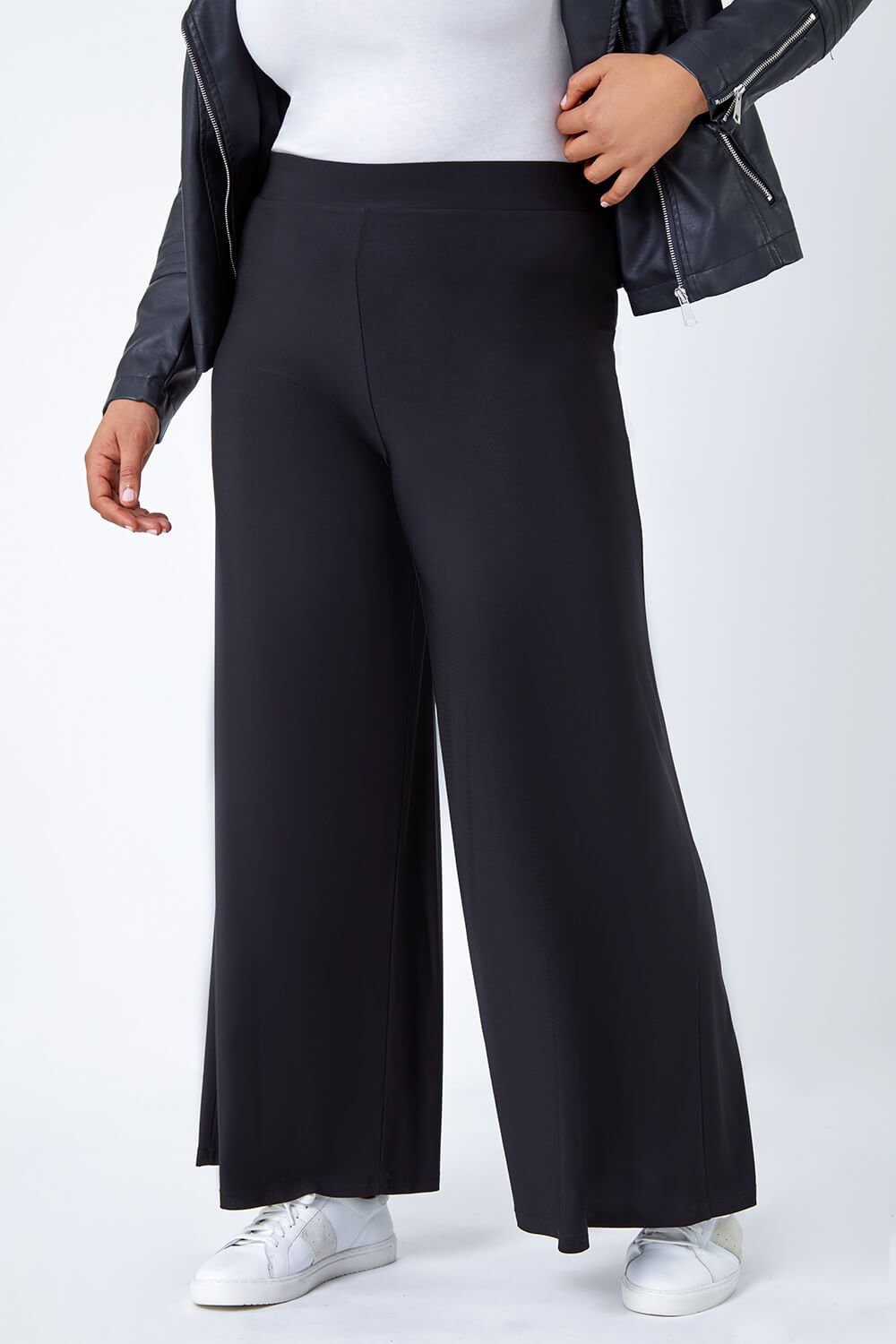 Black Curve Wide Leg Trousers, Image 4 of 5