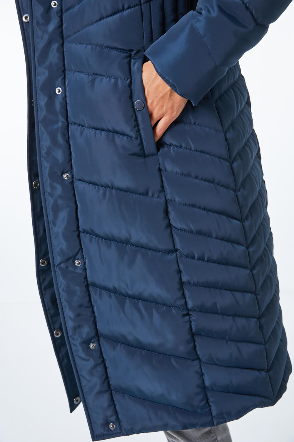 Midnight Blue Hooded Quilted Coat, Image 5 of 5