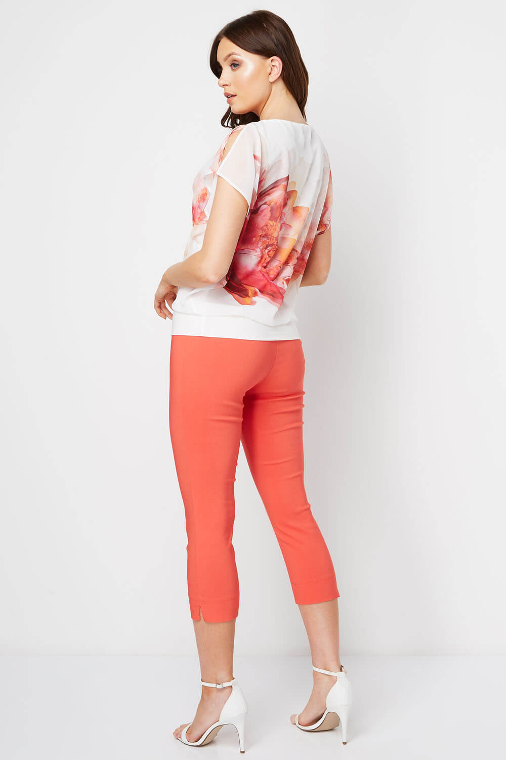 Ivory  Floral Print Overlay Blouson Top , Image 3 of 8