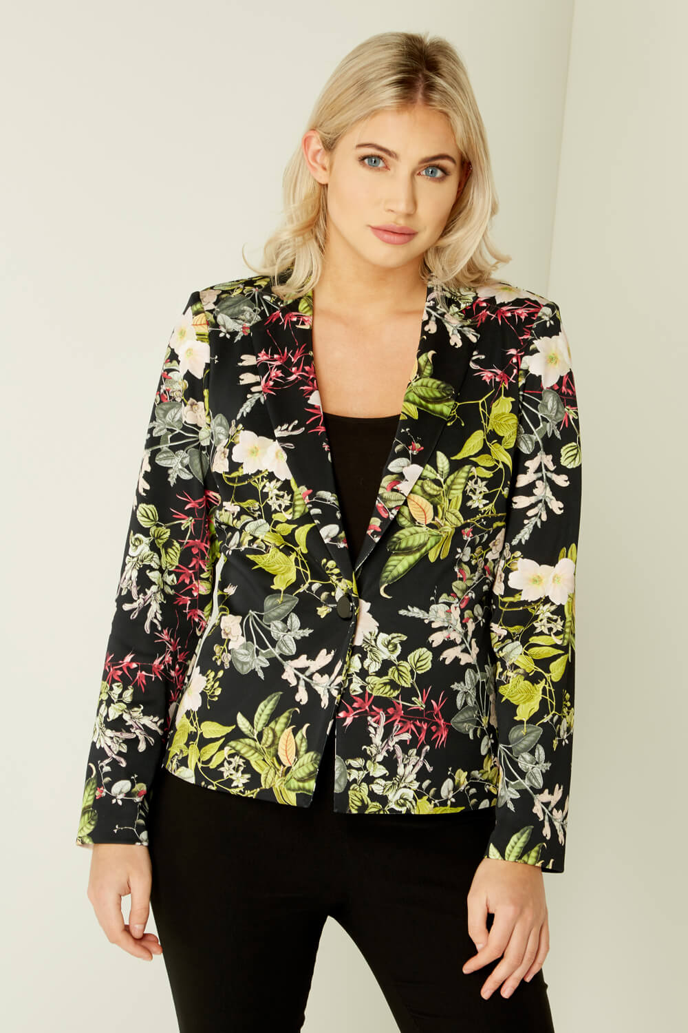 Floral Print Jersey Jacket in Multi - Roman Originals UK