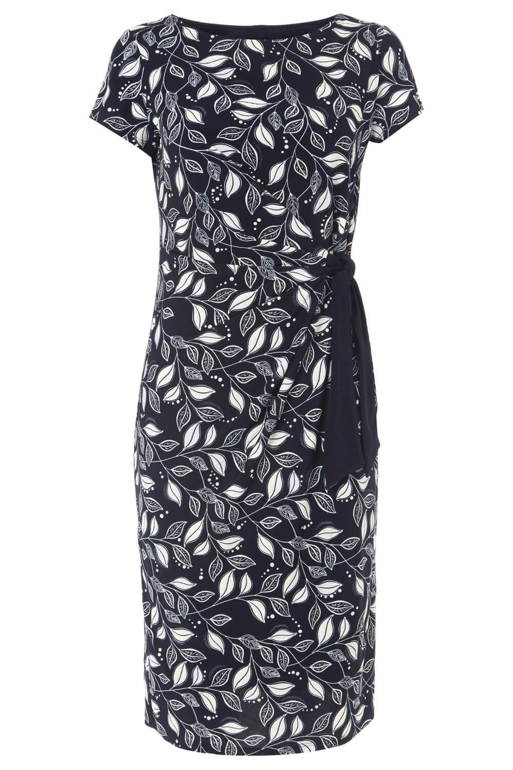  Leaf Print Side Tie Dress, Image 5 of 5