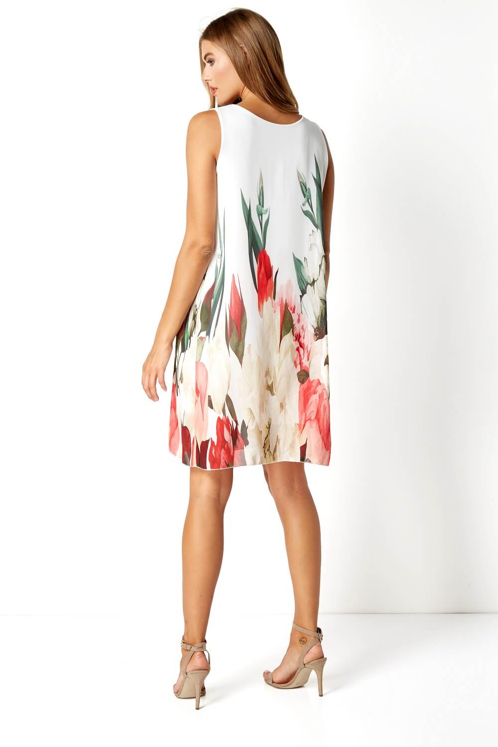 Ivory  Floral Print Swing Dress, Image 3 of 4