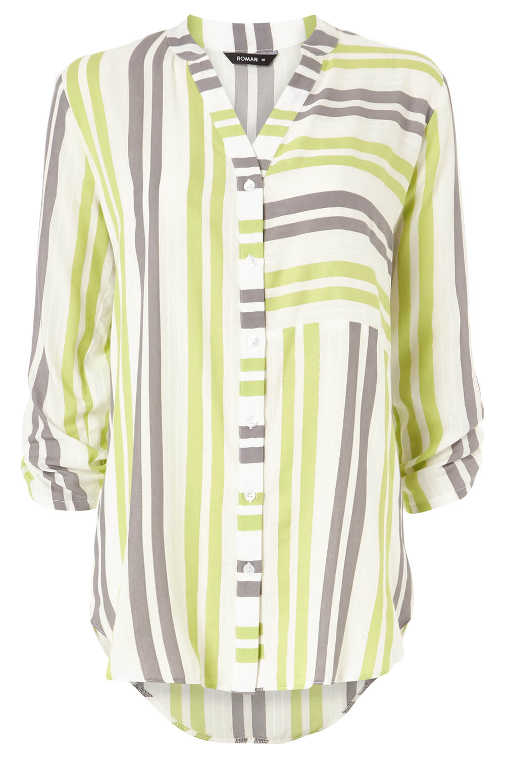Lime Contrast Stripe Print Shirt, Image 4 of 8