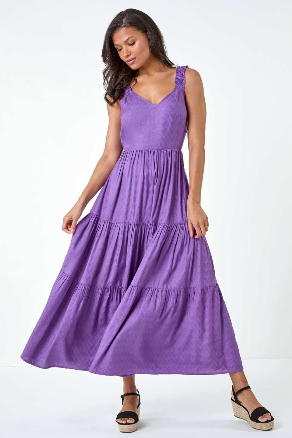 El Mar Minorca Tiered Maxi Dress - Purple