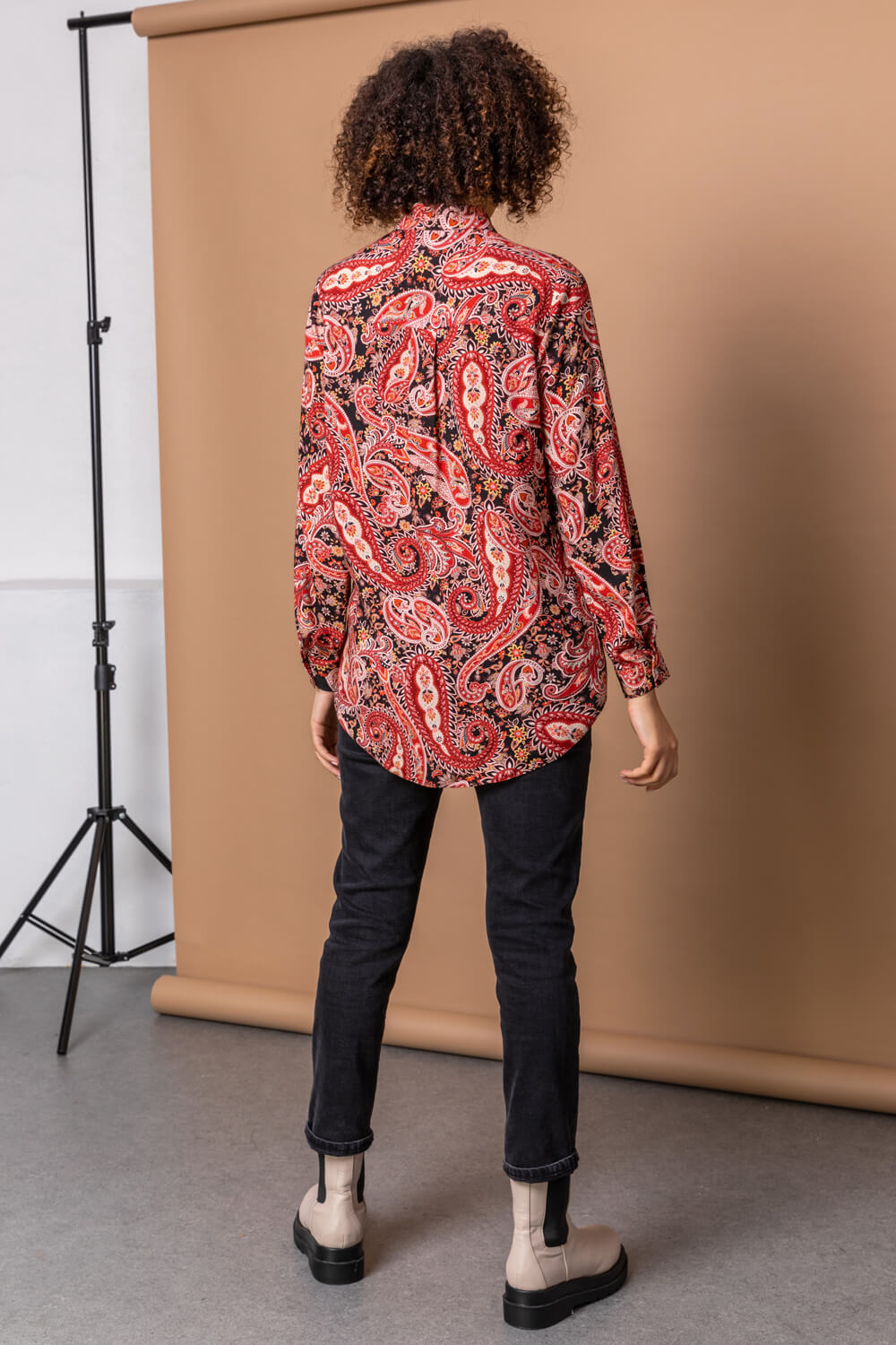 Red Paisley Print Buttoned Shirt, Image 2 of 5