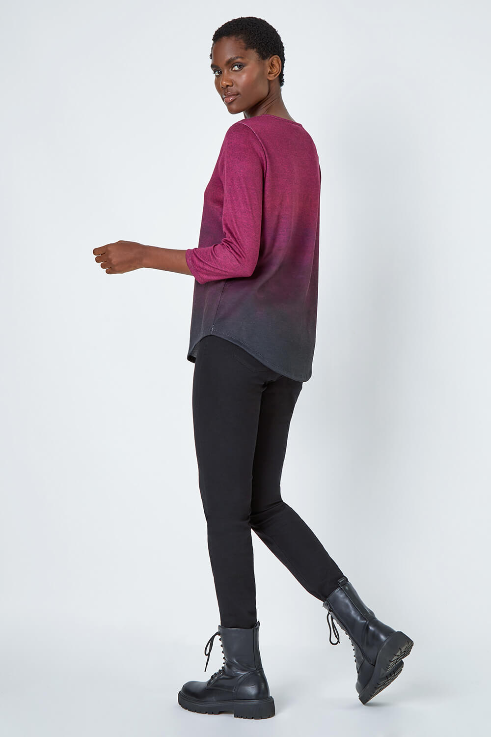 PINK Ombre Print Stretch Top, Image 3 of 5