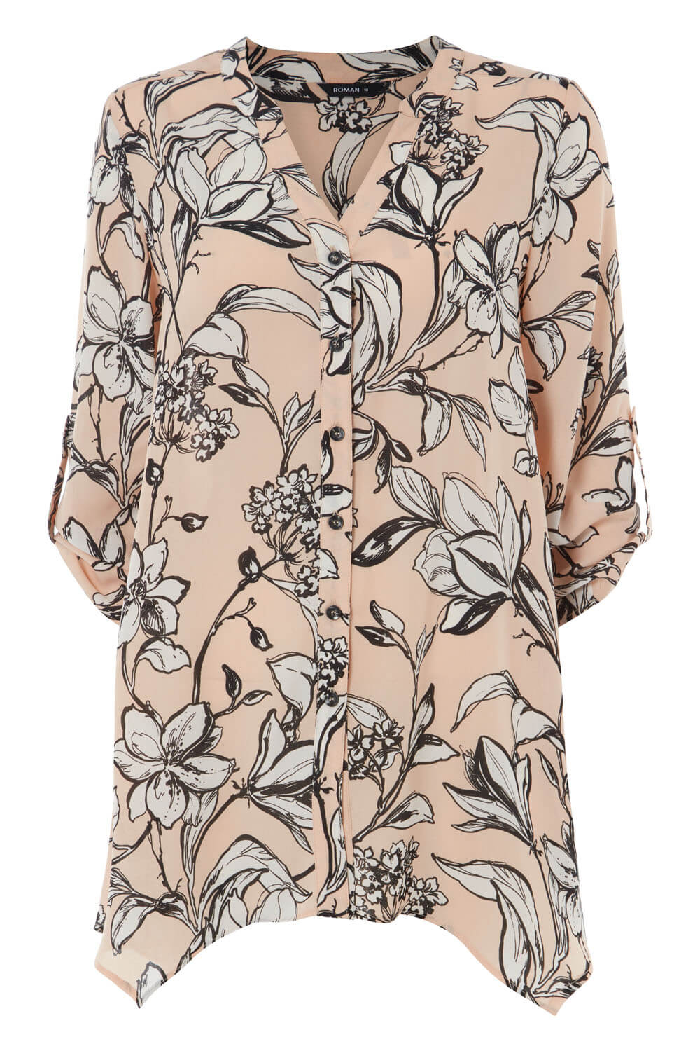 Light Pink Floral Print Button Through Blouse, Image 5 of 5