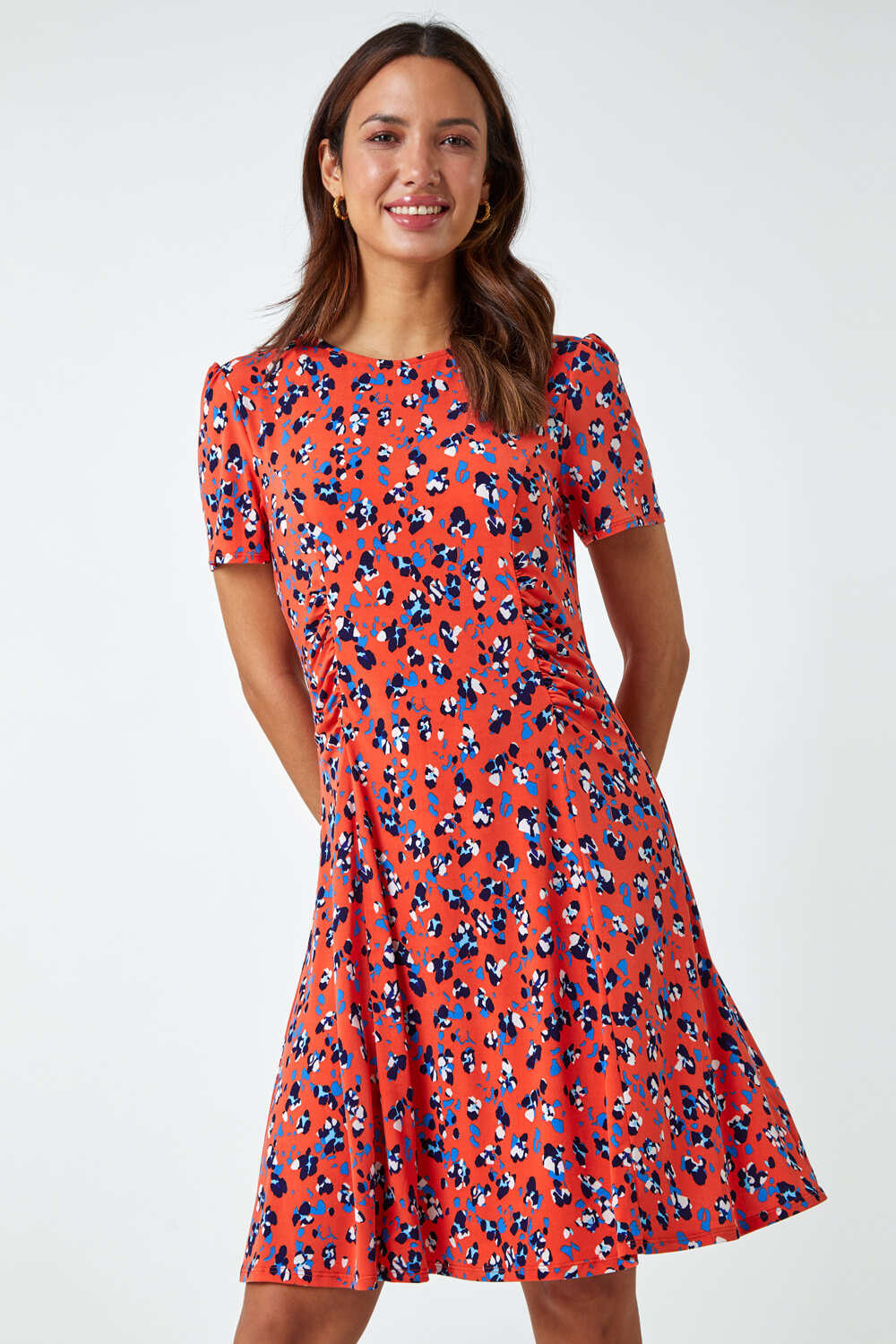 Panelled Ditsy Floral Print Dress