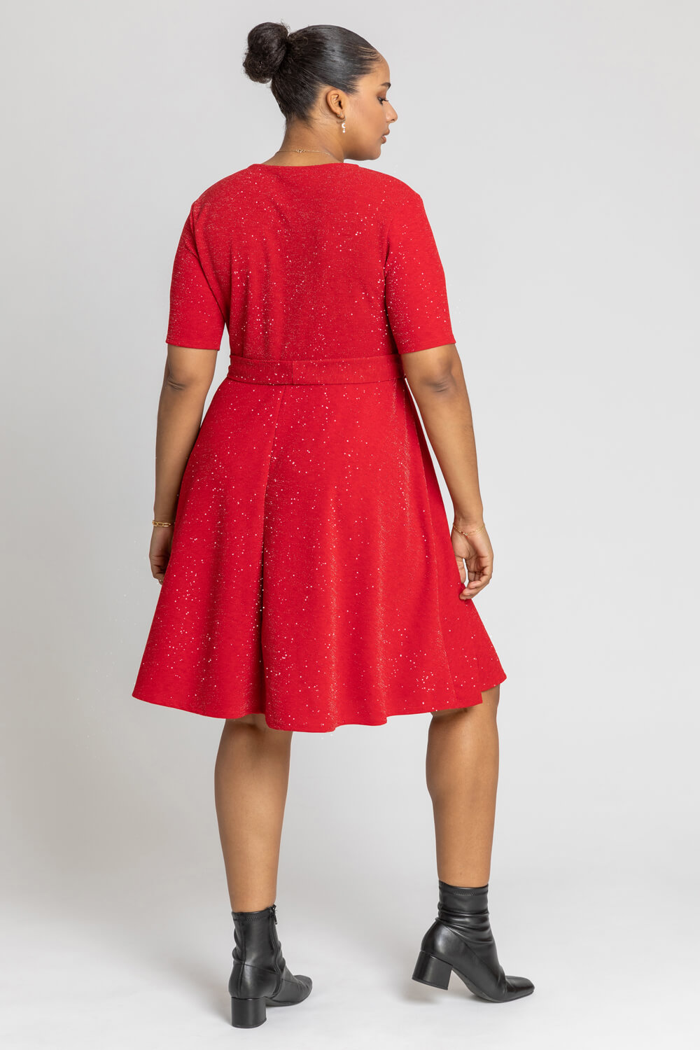 Red Curve Shimmer Wrap Dress, Image 2 of 4