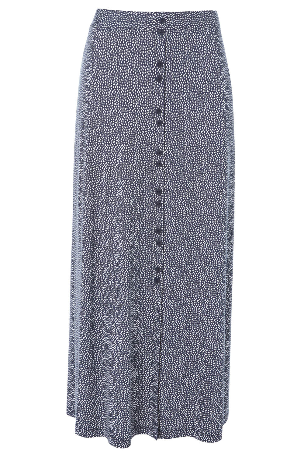 Navy  Spot Button Front Maxi Skirt, Image 4 of 4